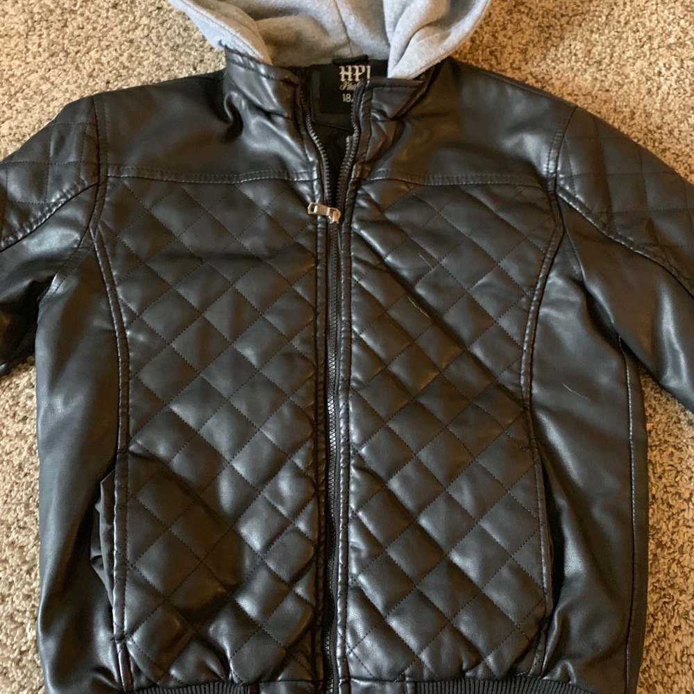 Boys Black Jacket with hood - Picture 3 of 5